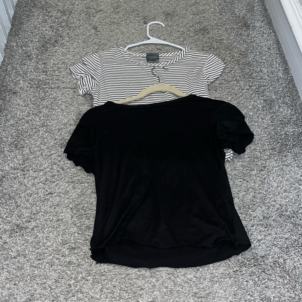 Black and B&W striped crop tees
